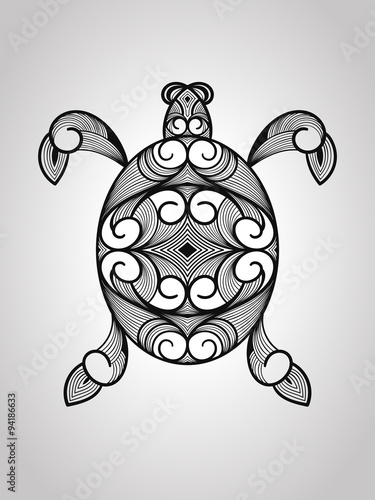 Vector Turtle, tattoo style