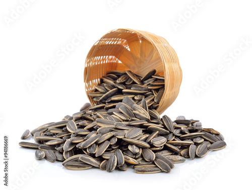 sunflower seeds on white background
