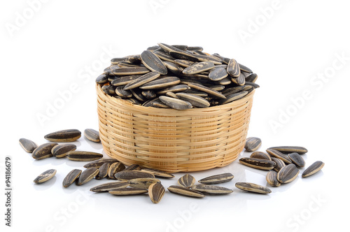 sunflower seeds on white background
