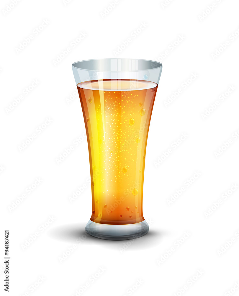 Vector glass with drink on the white background