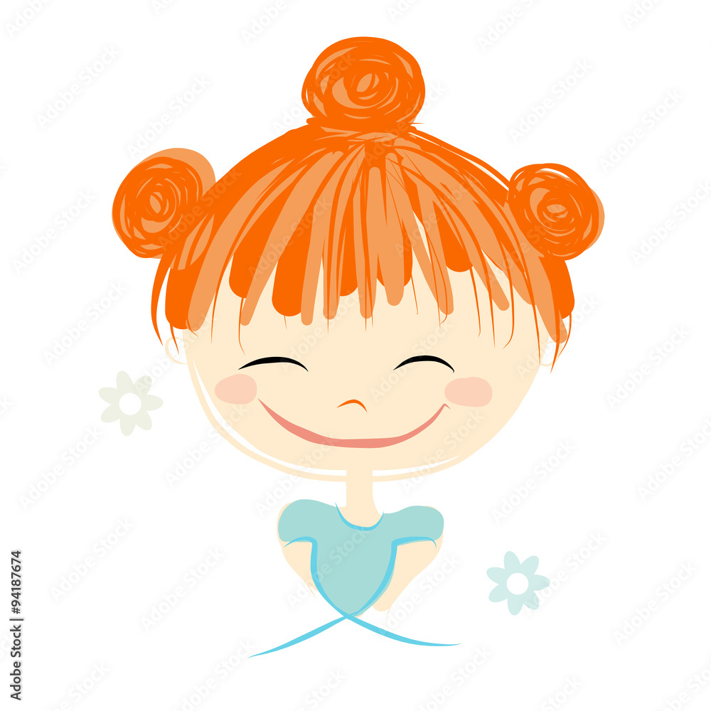 Cute girl smiling, sketch for your design Cute girl smiling, sketch for your design