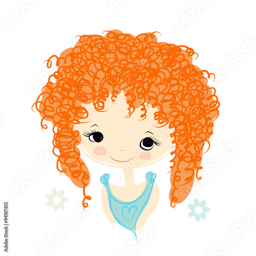 Cute girl smiling, sketch for your design