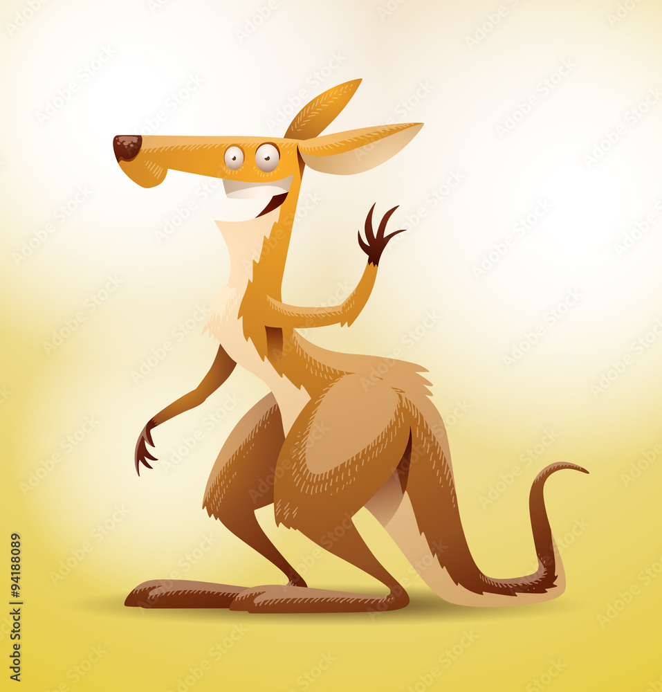 Vector funny kangaroo smiling. Image of a funny cartoon kangaroo light brown color smiling on a yellow background. Stock Vector | Adobe Stock Vector funny kangaroo smiling. Image of a funny cartoon kangaroo light brown color smiling on a yellow background. Stock Vector | Adobe Stock