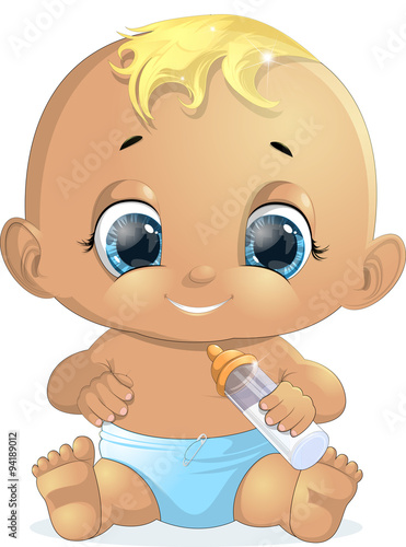 small baby with a bottle
