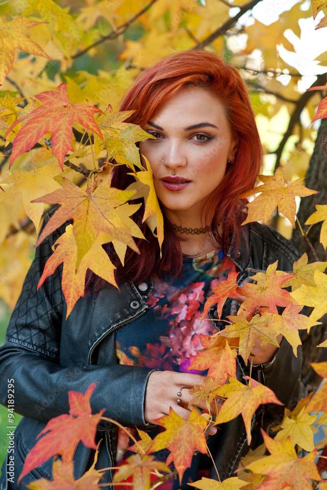 beautiful girl in autumn scene beautiful girl in autumn scene