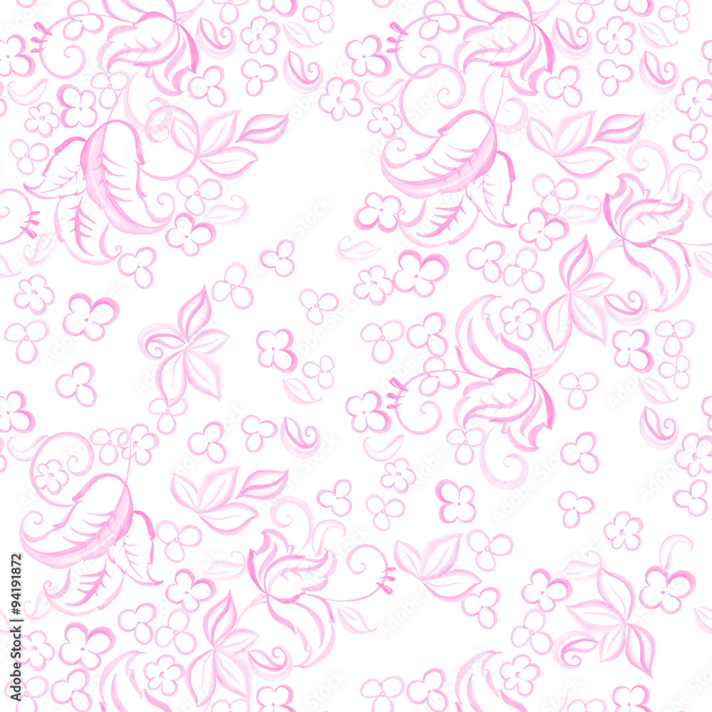 Watercolor floral seamless pattern. Vector illustration