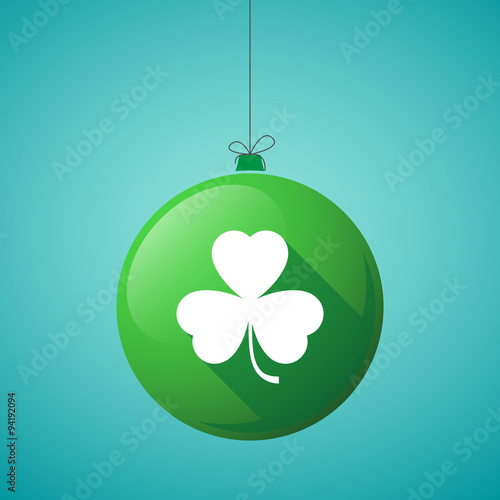 long shadow christmas ball icon with a clover