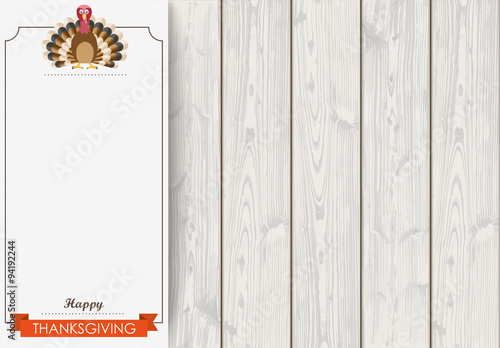 Side Oblong Banner Thanksgiving Turkey Wood