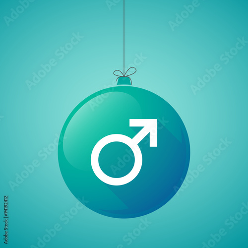long shadow christmas ball icon with a male sign