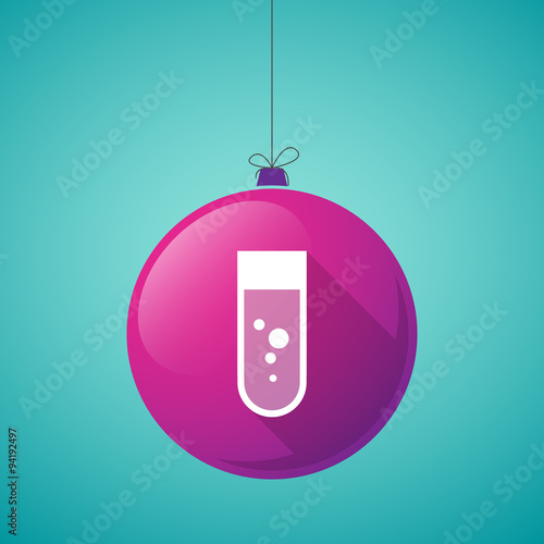 long shadow christmas ball icon with a chemical test tube