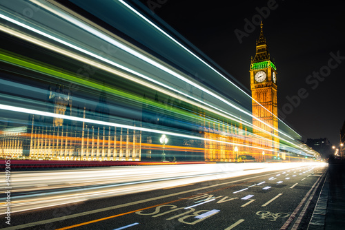 light trails on Westminister bridge, London, United Kingdom