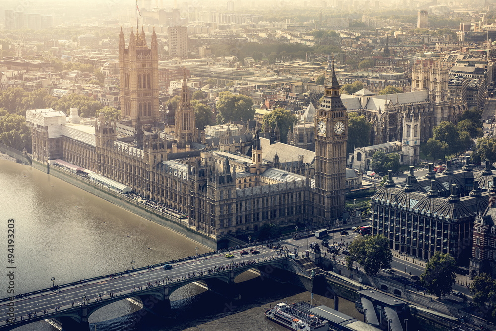 London city aerial view - obrazy, fototapety, plakaty 