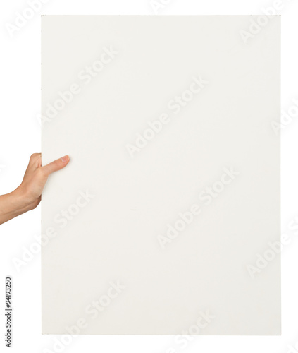 Humans arm with vertical blank card