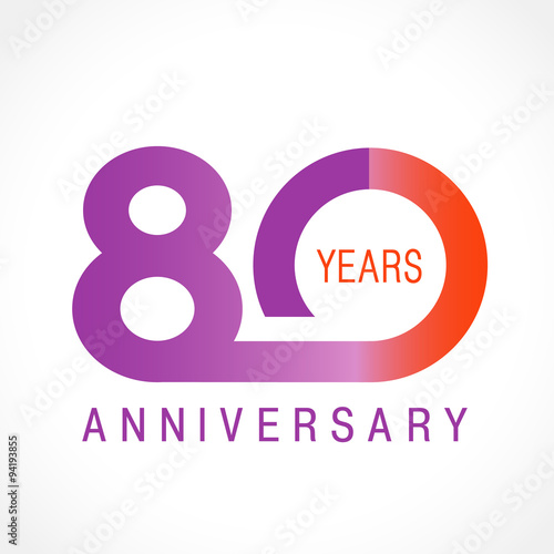 80 anniversary classic logo. The plain ordinary logotype of 80th birthday.