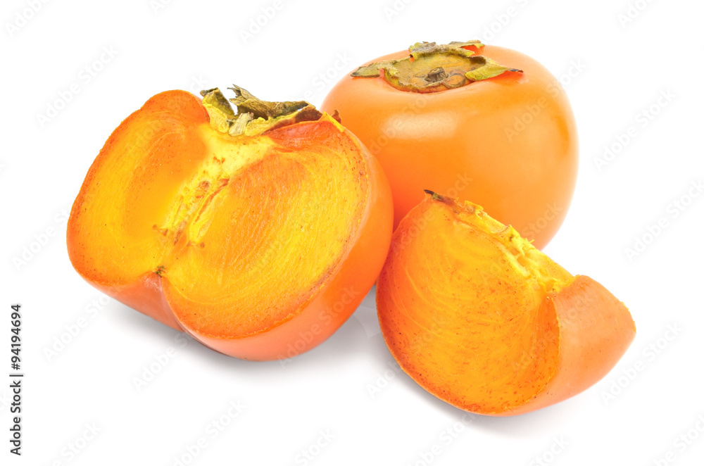 Persimmon fruit  slices isolated