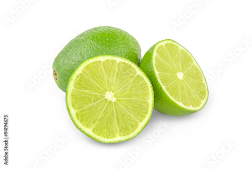 Limes with slices isolated