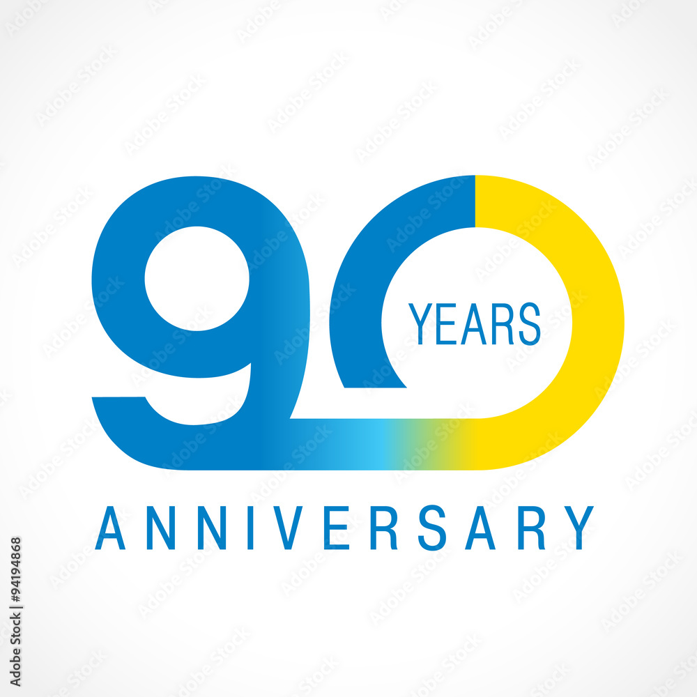 Obraz premium 90 anniversary classic logo. The plain ordinary logotype of 90th birthday.