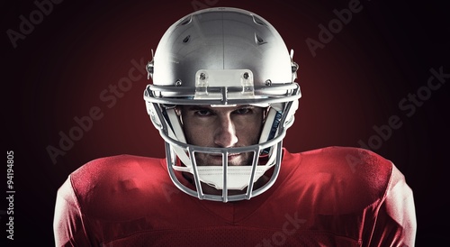 Composite image of close-up portrait of american football player