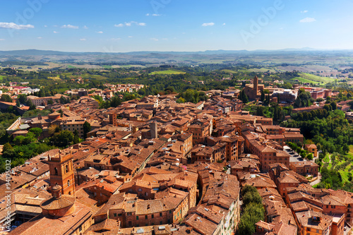 Siena, Italy panoramic rooftop city view. Tuscany region