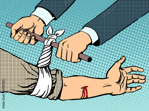 Bandage to stop the bleeding after being wounded