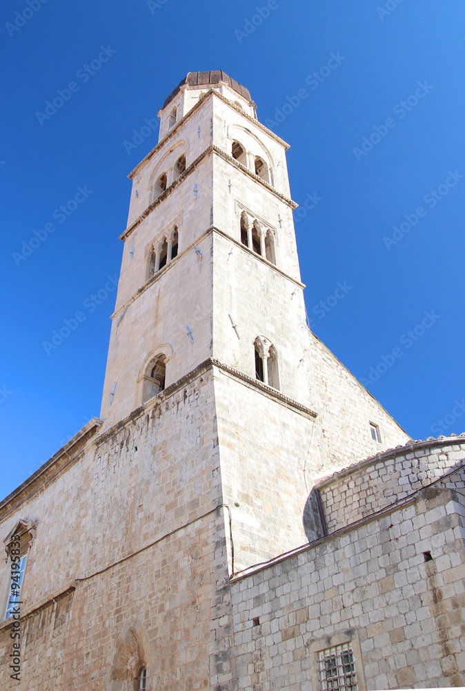 Old stoned bell tower in Dubrovnik