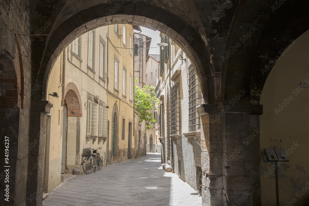 Archway and Street with in Lucca, Italy