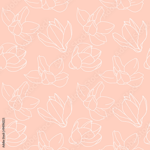 vector seamless pattern of delicate magnolia flowers