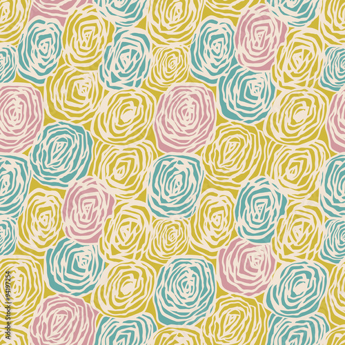 Vector seamless pattern with decorative roses.