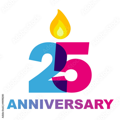 Icono plano 25 anniversary como velas