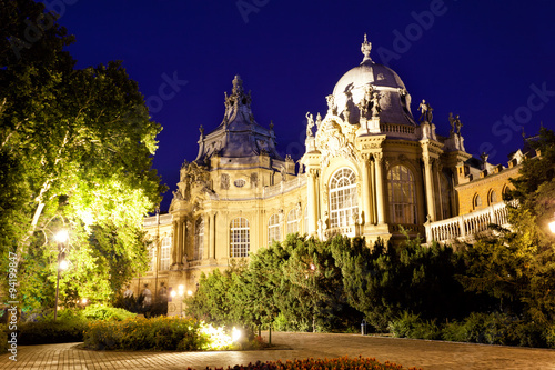 Museum of Hungarian Agriculture at night, Budapest.