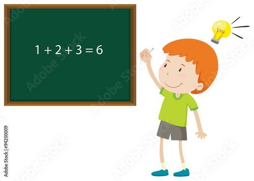 Boy solving math problem