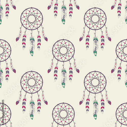 Vector seamless pattern with dream catchers