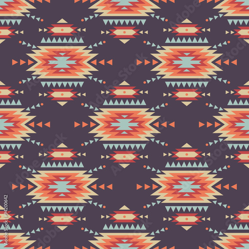 Vector seamless decorative ethnic pattern. American indian motifs. Background with aztec tribal ornament.