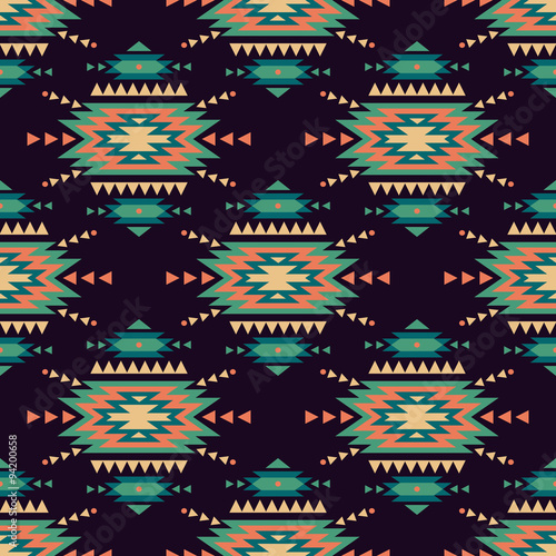 Vector seamless decorative ethnic pattern. American indian motifs. Background with aztec tribal ornament.