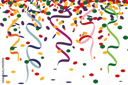 Bunte Luftschlangen und Konfetti