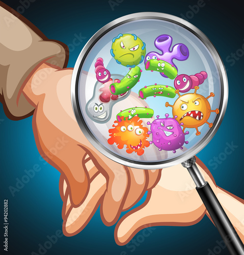 Germs on human hands