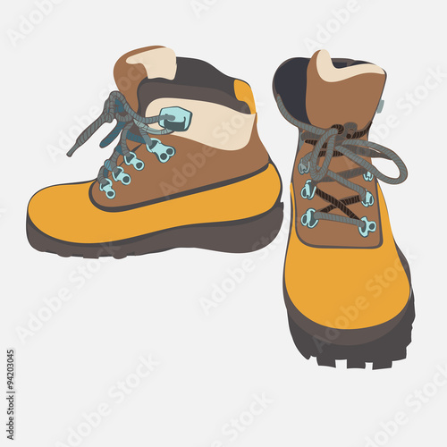 Hand drawn hiking boots vector sketch isolated