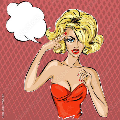 Pop Art illustration of girl with the speech bubble