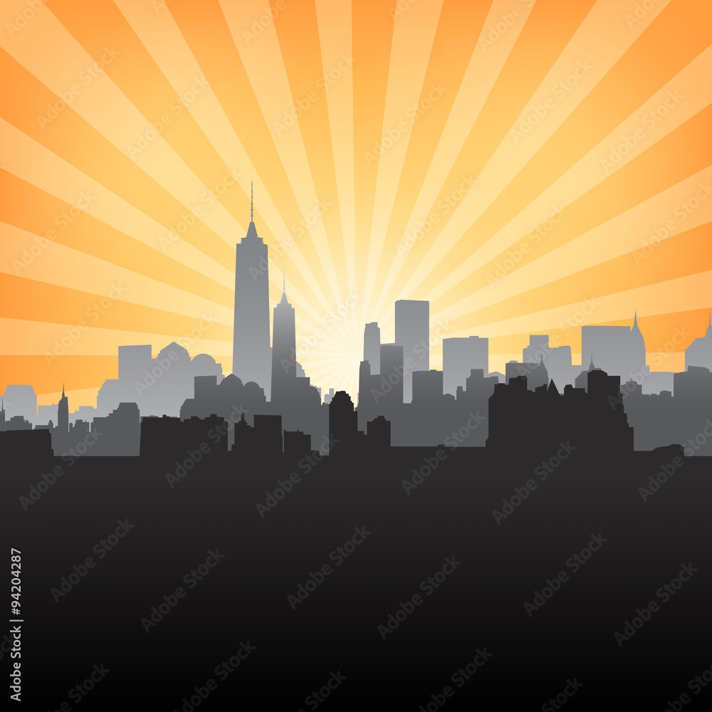 New York cityscape on Sunburst Pattern