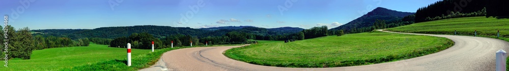 Spiral mountain road panoramic view