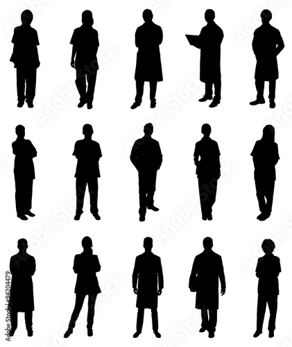 Collage Of Medical Practitioners Silhouettes