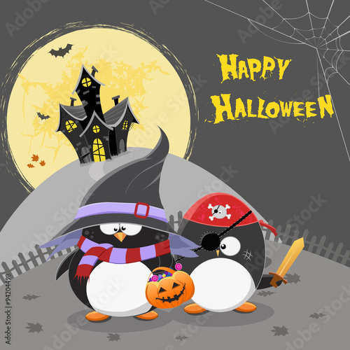 Halloween Penguins Card