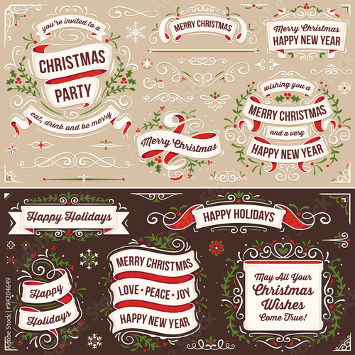 Large Collection of Christmas Design Elements