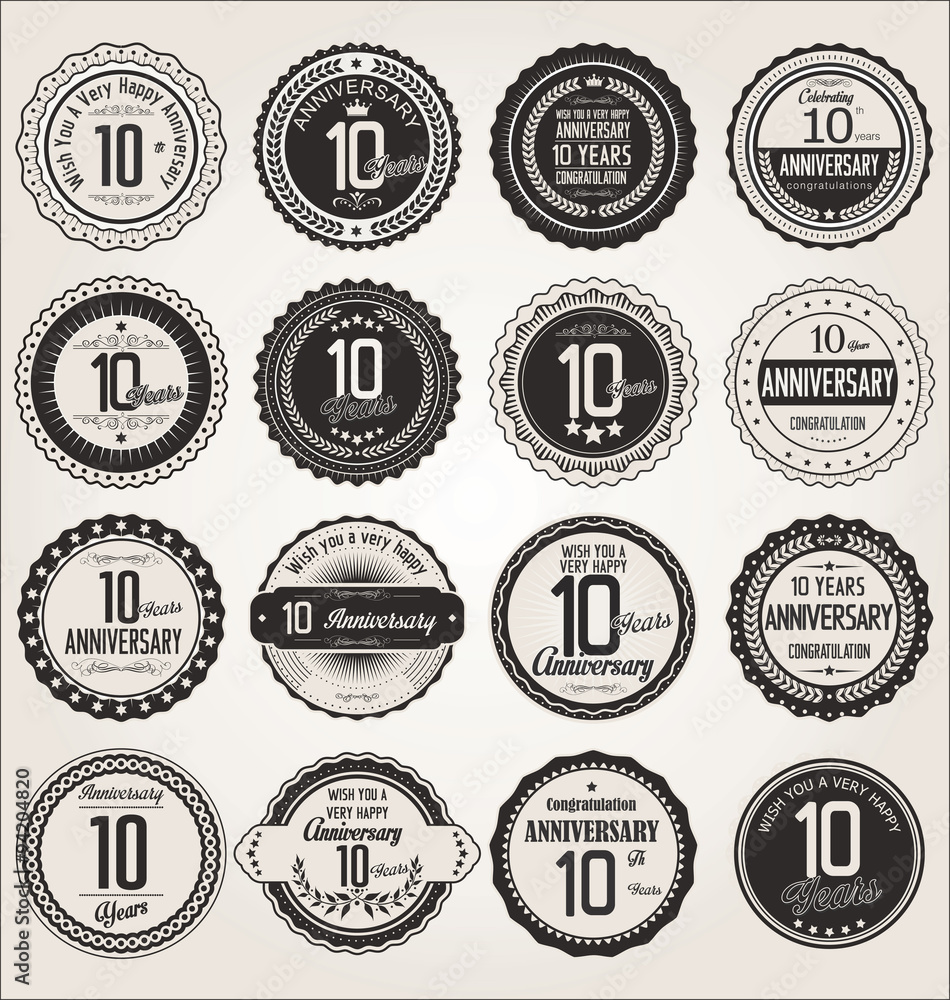 Anniversary retro labels collection 10 years