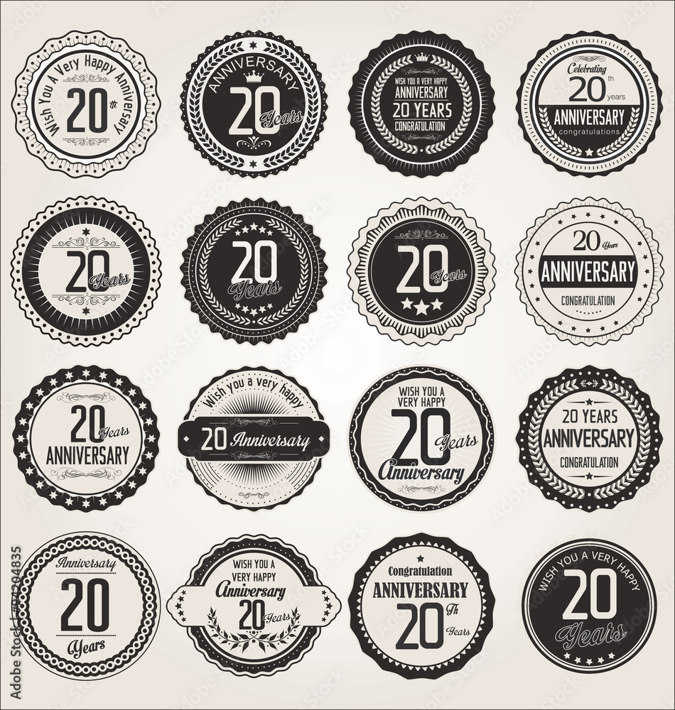 Anniversary retro labels collection 20 years
