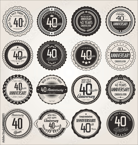 Anniversary retro labels collection 40 years