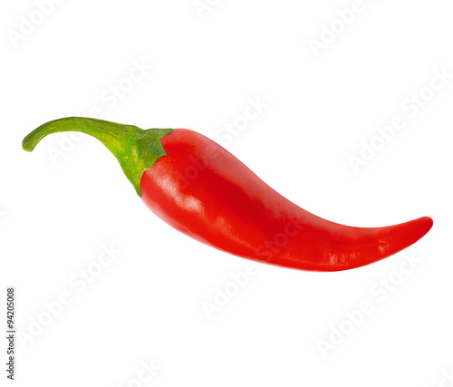 One red hot chili pepper, with clipping path