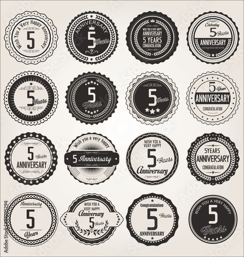 Anniversary retro labels collection 5 years