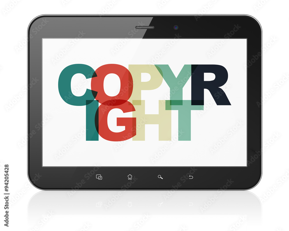 Law concept: Tablet Computer with Copyright on display Law concept: Tablet Computer with Copyright on display