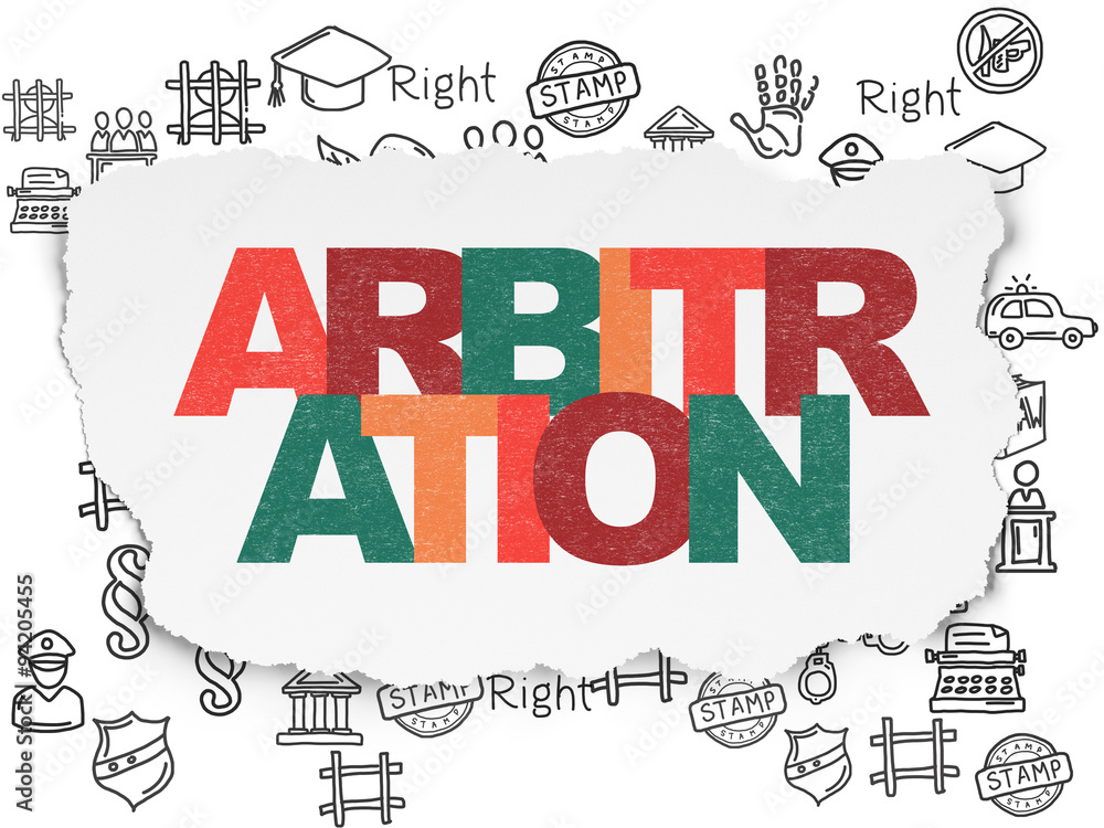 Law concept: Arbitration on Torn Paper background